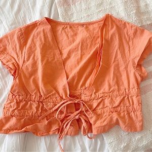 Princess Polly Orange Flouncy Tie Front Crop Top